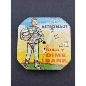 Vintage 1950s Kalon MFG Astronaut Daily Dime Bank – Tested & Working